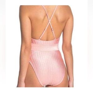 Bikinilab pink one piece swimsuit with a belt